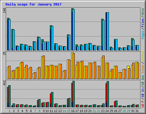 Daily usage for January 2017