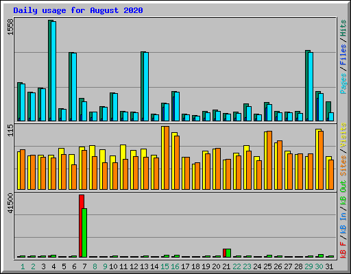 Daily usage for August 2020