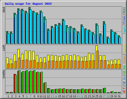 Daily usage for August 2022