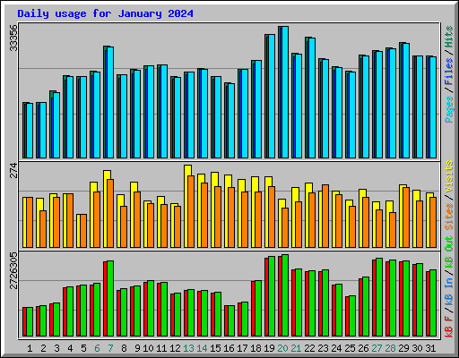 Daily usage for January 2024