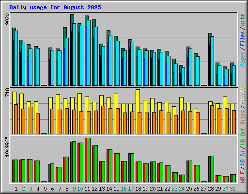Daily usage for August 2025