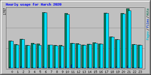 Hourly usage for March 2020